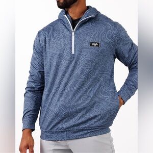 Waggle Mens 1/4 Zip Golf Hoodie Size Medium Performance Stretch Athletic Blue
